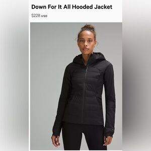 Lululemon Down for It All hooded zip up Black jacket Size 6 Like New